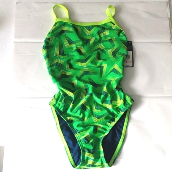 SPEEDO LIME FLYBACK RACING CUT ONE PIECE ENDURANCE SWIMSUIT SIZE 28 SMALL  NWT - Picture 2 of 6
